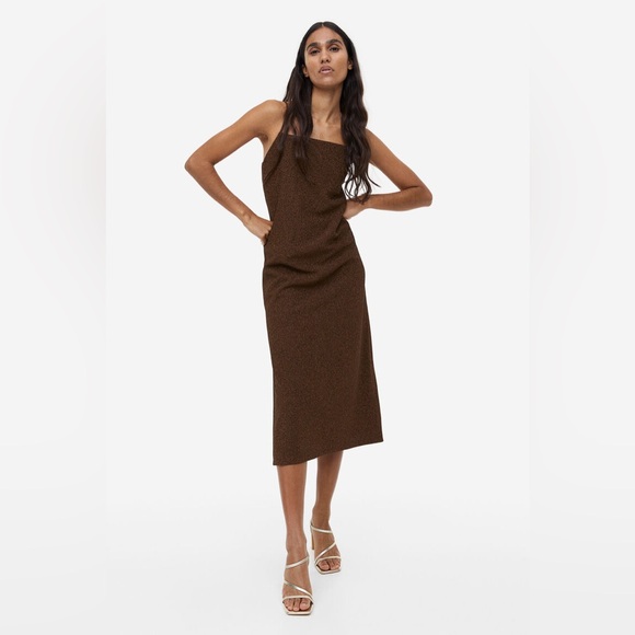 H&M Jersey Slip Dress brown copper metallic - Picture 2 of 9